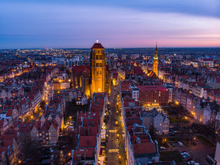 gdansk st. mary church and town hall at night © Jurand