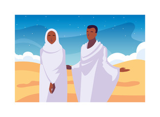 couple of people pilgrims hajj , day of Dhul Hijjah