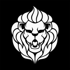 Lion head on a black background