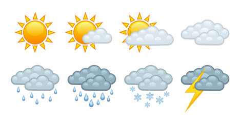 Weather forecast icon set on a white background