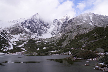 Lomnica Peak and Skalnaté pleso (Rocky Tarn) in High Tatras