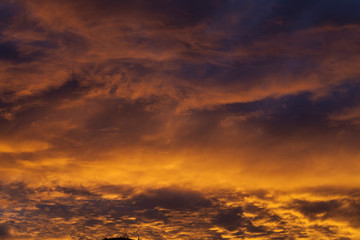 Abstract color and cloud patterns in a sunset.