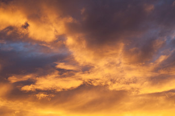 Abstract color and cloud patterns in a sunset.