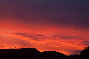 Abstract cloud patterns in a sunset.