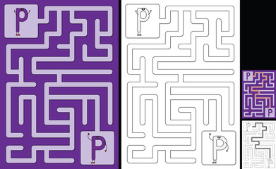 Easy alphabet maze - letter P