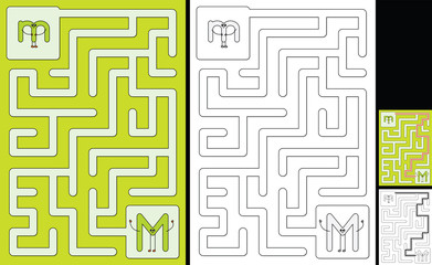 Easy alphabet maze - letter M