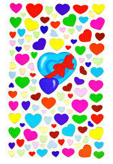 Set of hearts of various colors