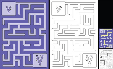 Easy alphabet maze - letter V