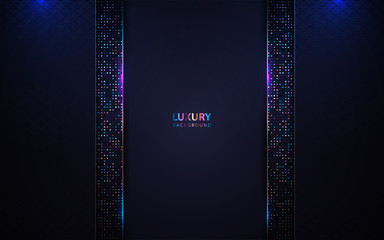 Luxury dark overlapping background a combination colorful glitters element decoration. Vector design template for use modern cover, celebration banner, advertising corporate, frame