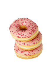 Stack of ping glazed donuts