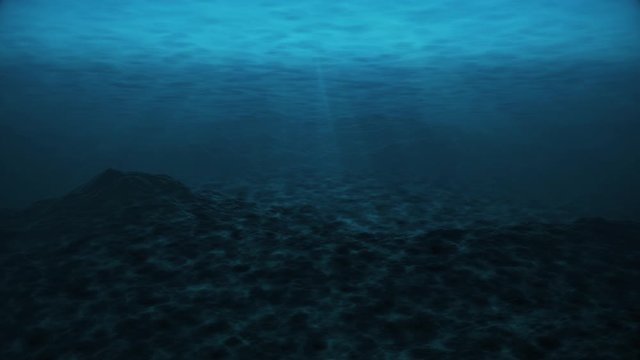 Underwater scene with bright light. 3d rendering 