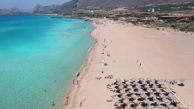 Aerial view of best Crete Greece beaches. Beautiful turquoise exotic beach Falasarna Phalasarna