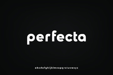 perfecta, a modern sans serif alphabet display font. lowercase minimalist typography design