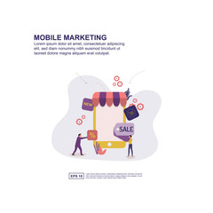 Mobile marketing concept vector illustration flat design for presentation, social media promotion, banner, and more