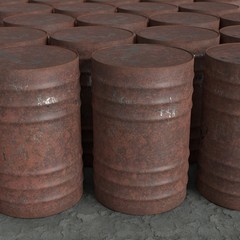 Old rusty barrels. 3d illustration