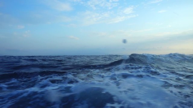 Video of strong waves in deep blue Aegean open sea