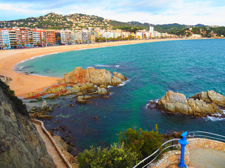 Landscape of the beach of Lloret de Mar in Costa Brava, Girona - Spain