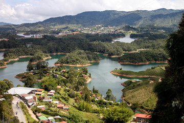 The dam view of the flooded town of Guatape