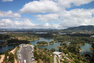 The dam of the flooded town of Guatape