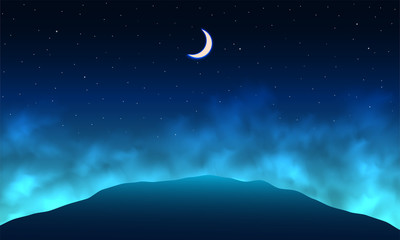 Obraz na płótnie Canvas Night sky background. Moon and star, cloud on night sky.