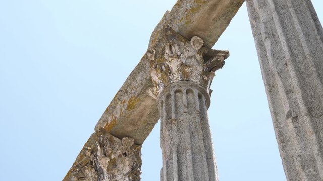 Columns Roman Temple of Diana Evora Portugal 4k