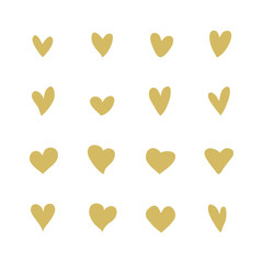 Hearts vector set. Hand drawing icons on a white background. For Valentine's Day. A collection of hearts for creativity. Hearts of love silhouettes.