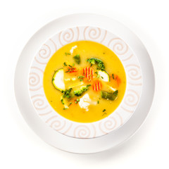 Vegetable soup on white background