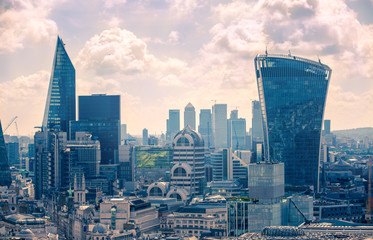 City of London view, business, banking and office area. London, UK