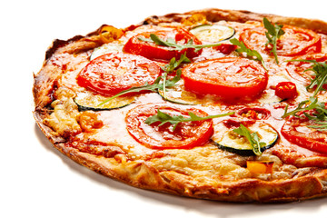 Margherita pizza on white background