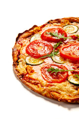 Margherita pizza on white background