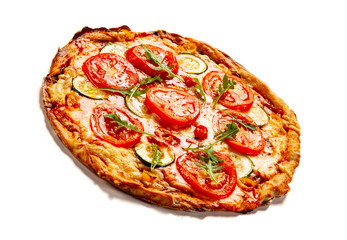 Margherita pizza on white background