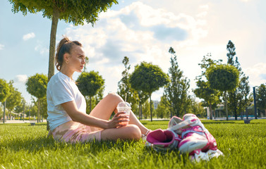girl roller skating in the Park
