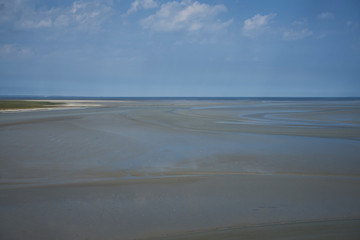 Mont Saint Michel, France - July 25, 2018 - view of the surroundings of the abbey