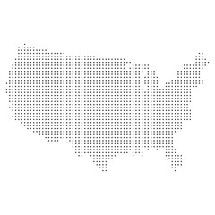 Map of USA in dots style isolated on a white background. Vector illustration