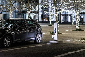 Electric vehicle charging station in Christmas