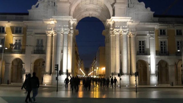 lisbon downtown square terreiro do pa&ccedil;o pra&ccedil;a do comercio Portugal 4k