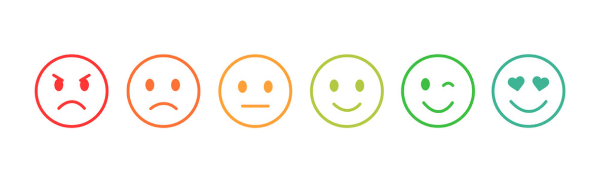 Naklejka Set of emoticons with different moods. Emoji.