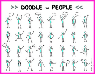 People Strichmännchen Doodle Sketchnote Template for Workshops, Seminar, Flipchart and Graphic Recording