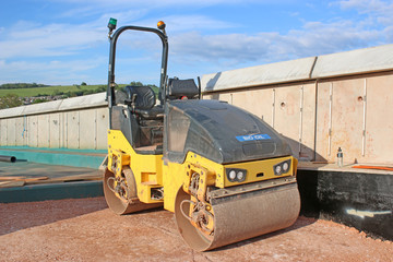 Roller on a road construction site	