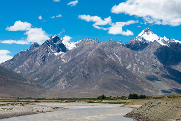 Zanskar, India - Aug 15 2019 - Beautiful scenic view from Between Karsha and Padum in Zanskar, Ladakh, Jammu and Kashmir, India.