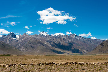 Zanskar, India - Aug 15 2019 - Beautiful scenic view from Between Karsha and Padum in Zanskar,...