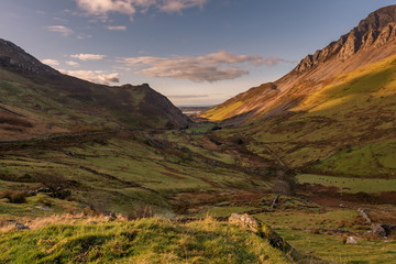 Panoramic views of Nantlle Valley in the Snowdonia National Park, Wales.