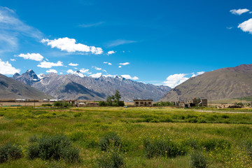 Fototapeta na wymiar Zanskar, India - Aug 15 2019 - Beautiful scenic view from Between Karsha and Padum in Zanskar, Ladakh, Jammu and Kashmir, India.