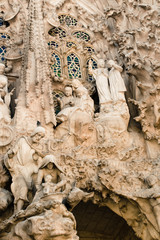 Sagrada Familia, Barcelona. Shooting of a facade.	