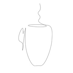 Cup of coffee one line drawing, vector illustration