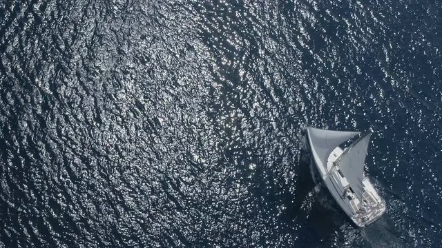 aerial view sailing yachts sunny day