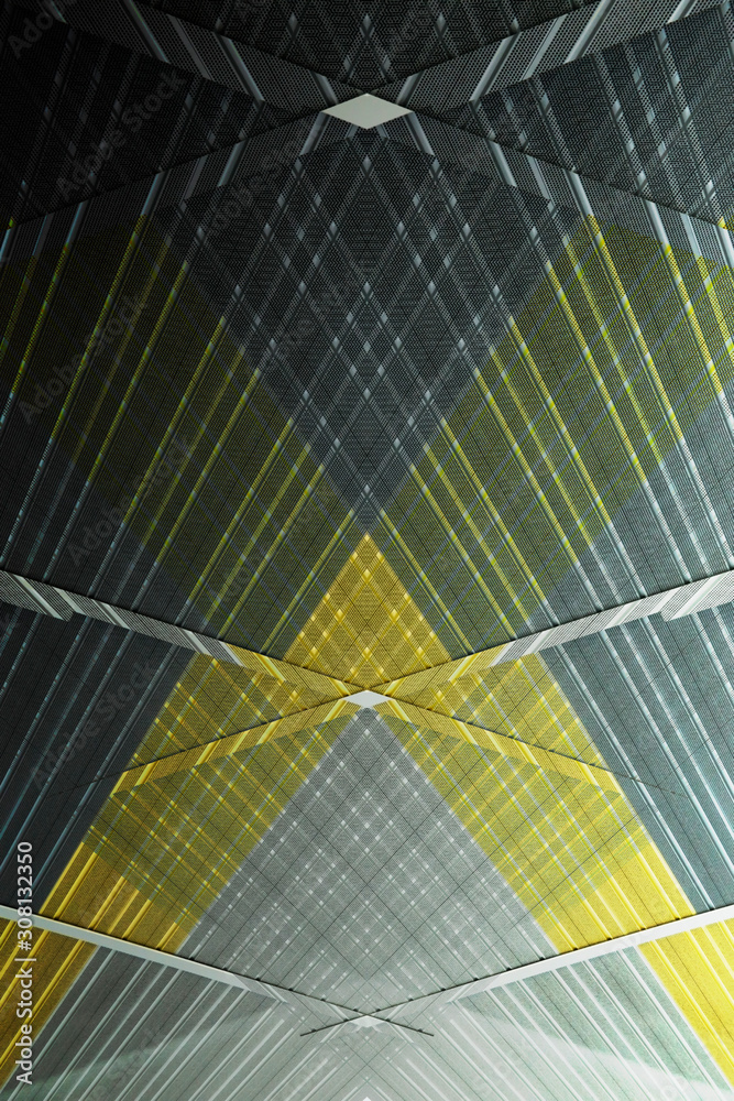Poster computer graphics resembling architectural structure of panels. abstract modern architecture backgro