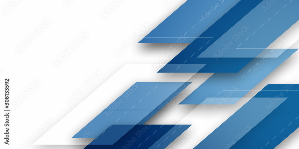 Fototapete modern blue background overlap paper with blank space for your text