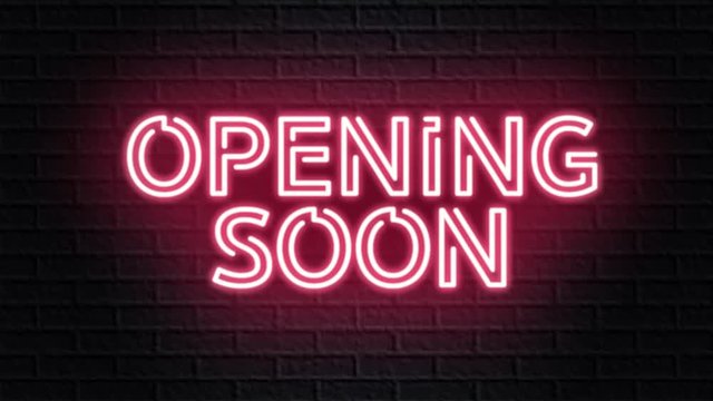 red neon video animation opening soon