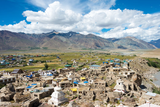 Zanskar, India - Aug 15 2019 - Beautiful scenic view from Padum Village in Zanskar, Ladakh, Jammu and Kashmir, India.